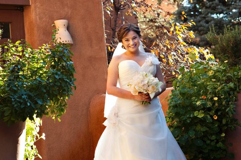 The bride holding her bouquet