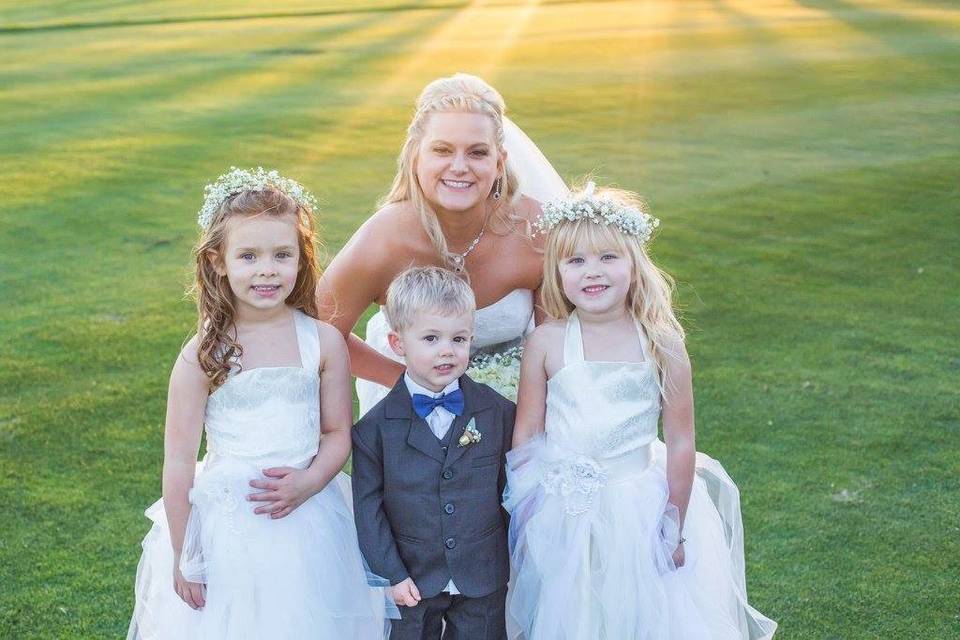 The bride and the kids