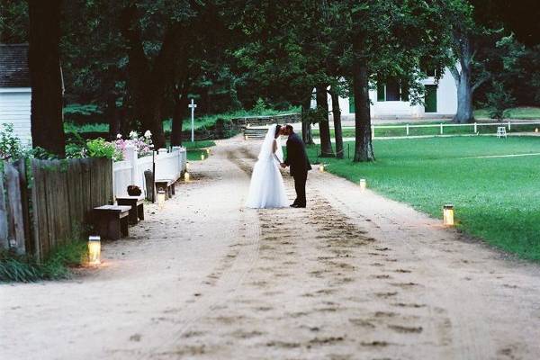 Candlelit pathways light the way for a romantic stroll