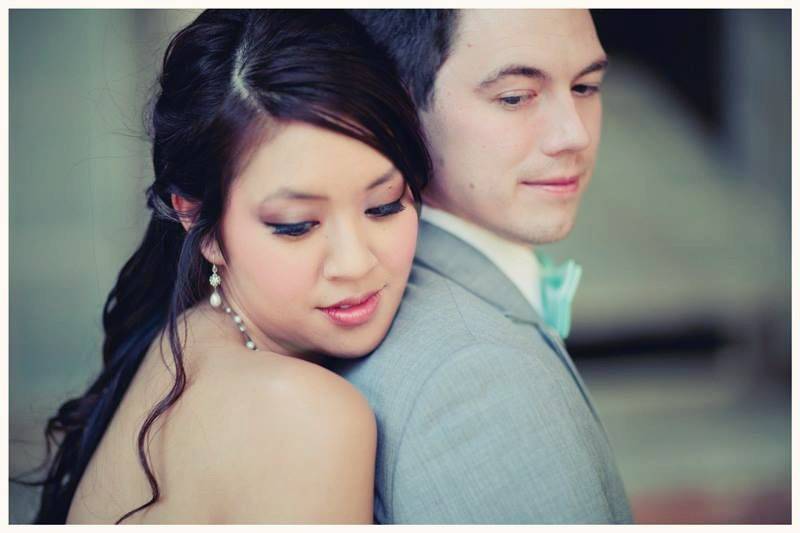 Bride and groom posing