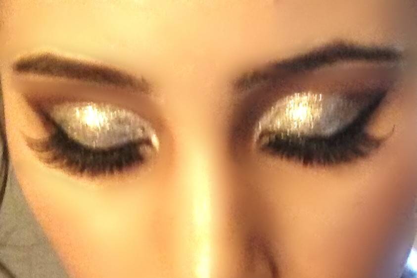 Metallic cut crease makeup