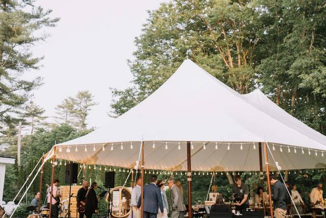 Tent wedding set up on lawn