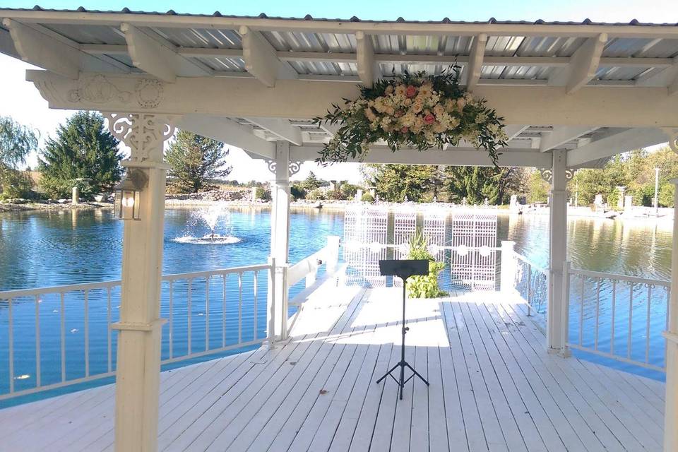 Overhead floral arrangement