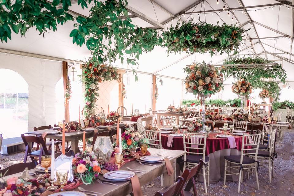 Farm tables mixed with rounds
