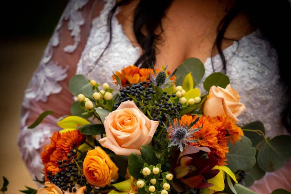 Autumn cascading bouquet