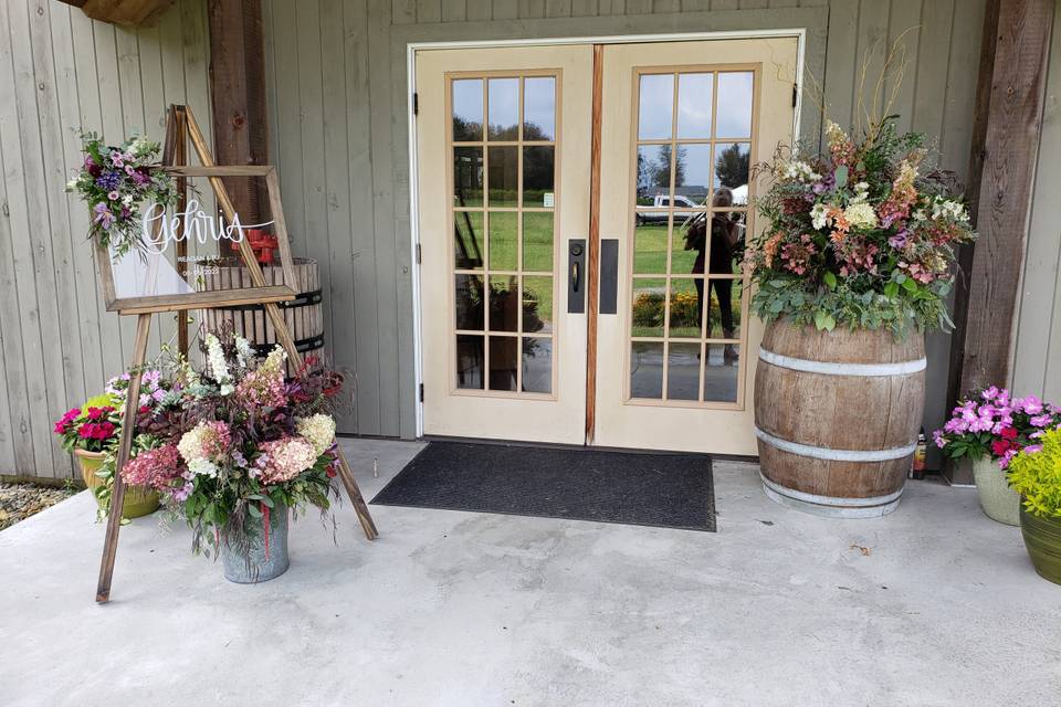 Winery entrance florals