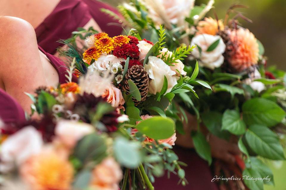 Bouquets with pinecones