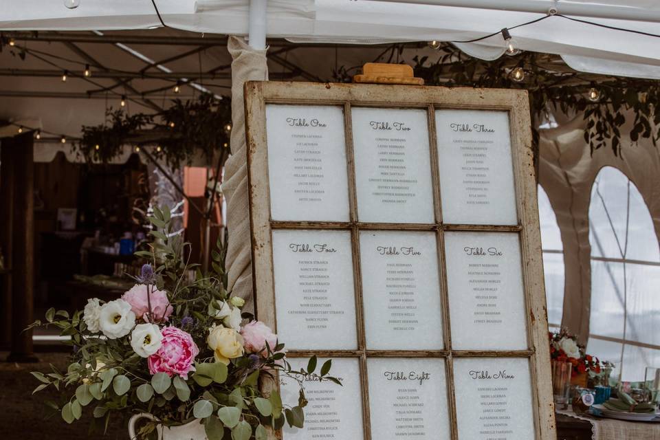 Vintage window seating chart