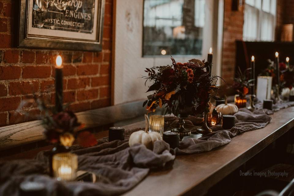 Moody dark tablescape
