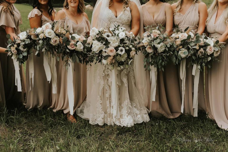 Blush bouquets silk ribbons