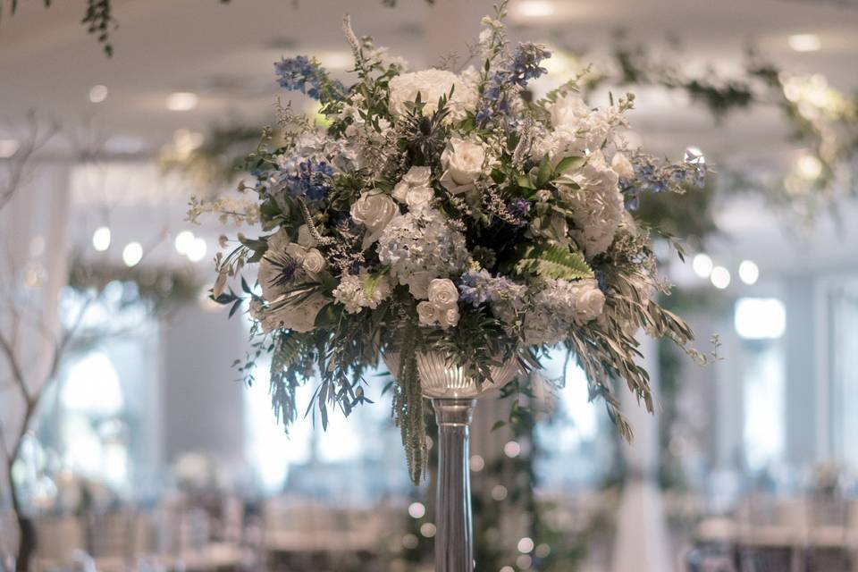 Antique silver floral stand