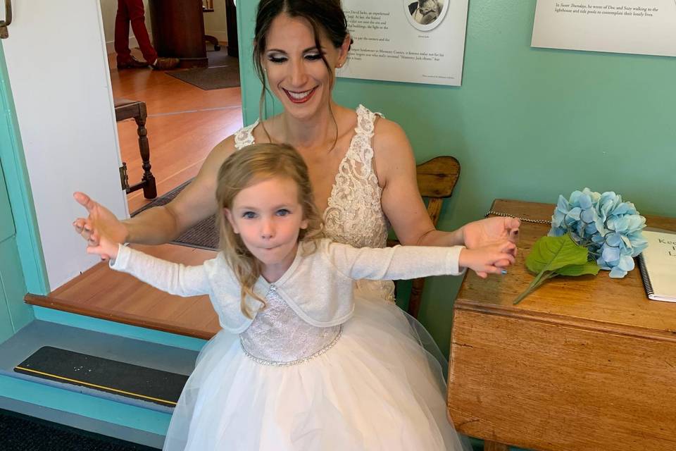 Bride with her flower girl