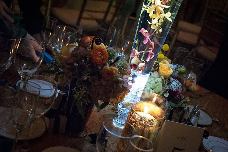 Candle light and floral decor