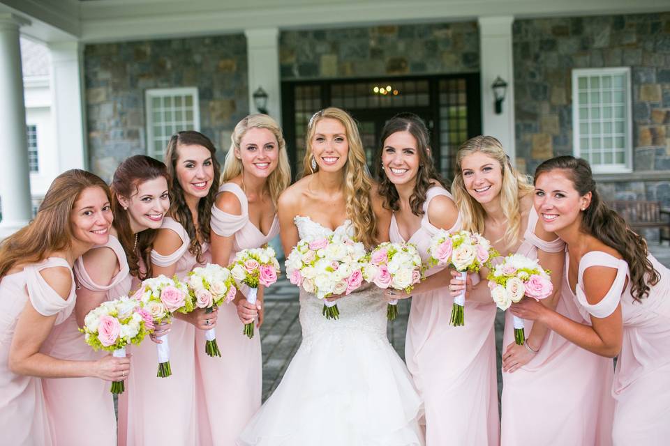 Bride and her bridesmaids