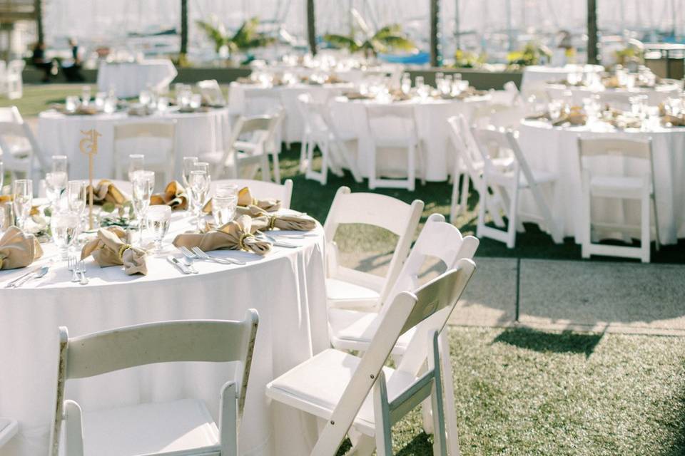 Waterfront reception setup