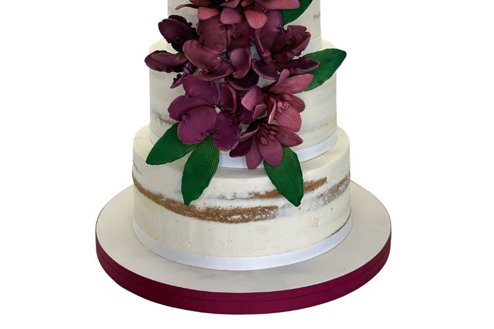 Semi-naked cake with sugar flowers
