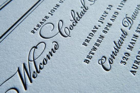 A simple and sophisticated type treatment can make a chic statement with the right paper and the tactile elegance of letterpress.