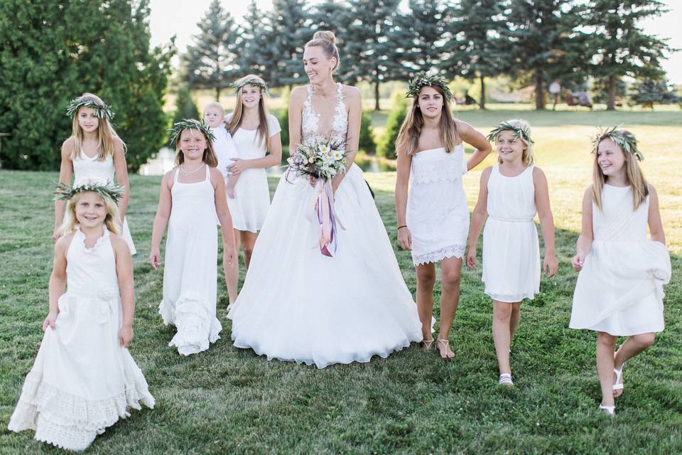 Bride with the kids
