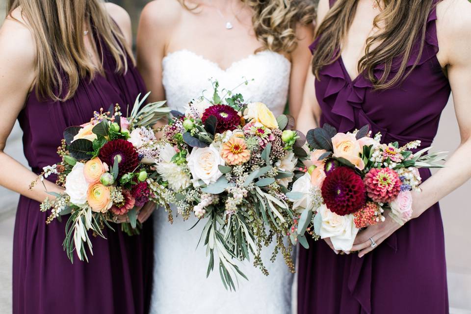 Three wedding bouquets