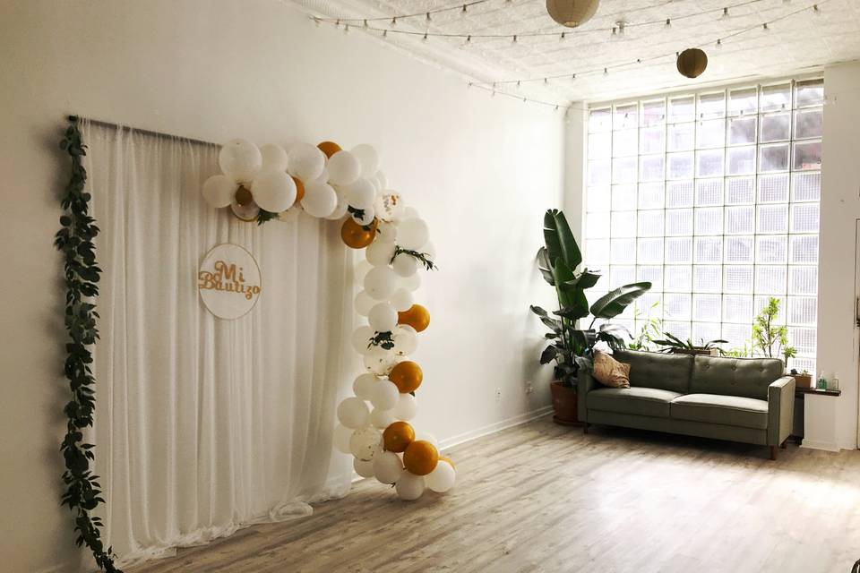 Front room for photo backdrop