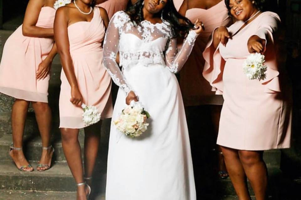 Bride with her bridesmaids