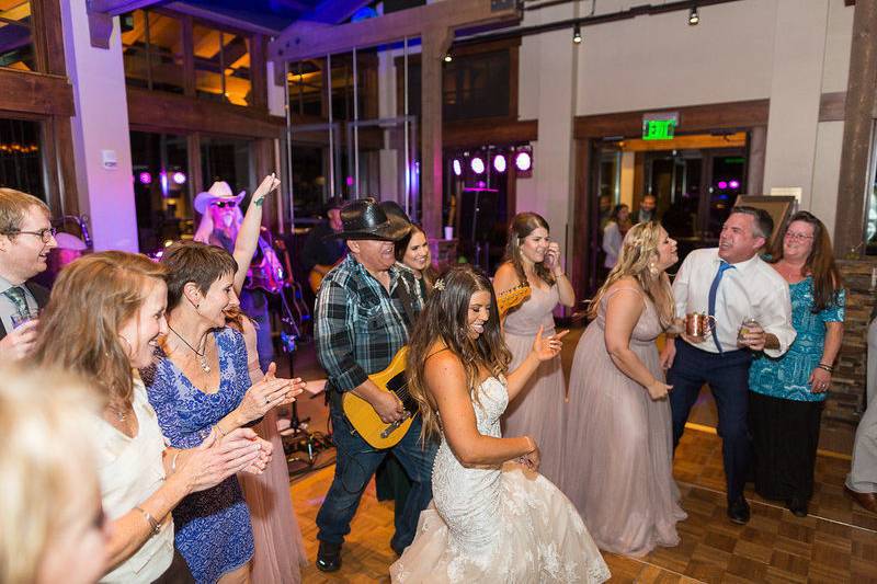 The bride dancing