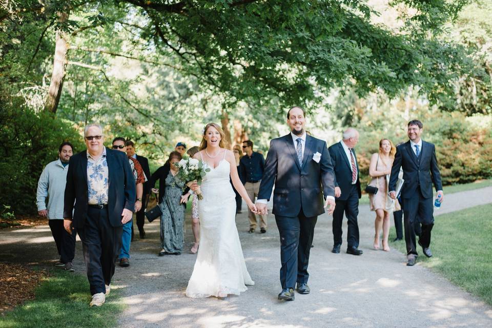 Walking with the wedding party to the ceremony spot! Can anyone else sense Erin's sheer excitement in this photo? :)