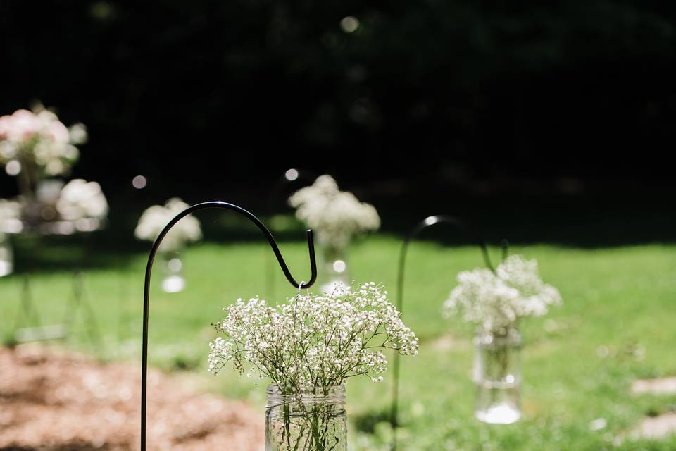 Shepard hooks/ Glass jars