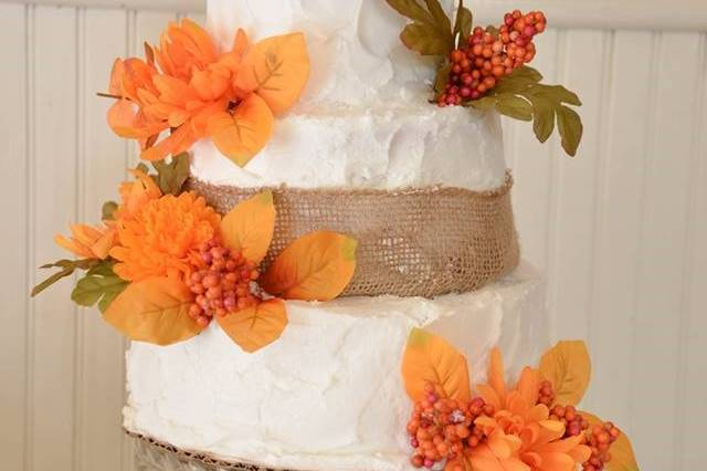 Orange and red floral cake