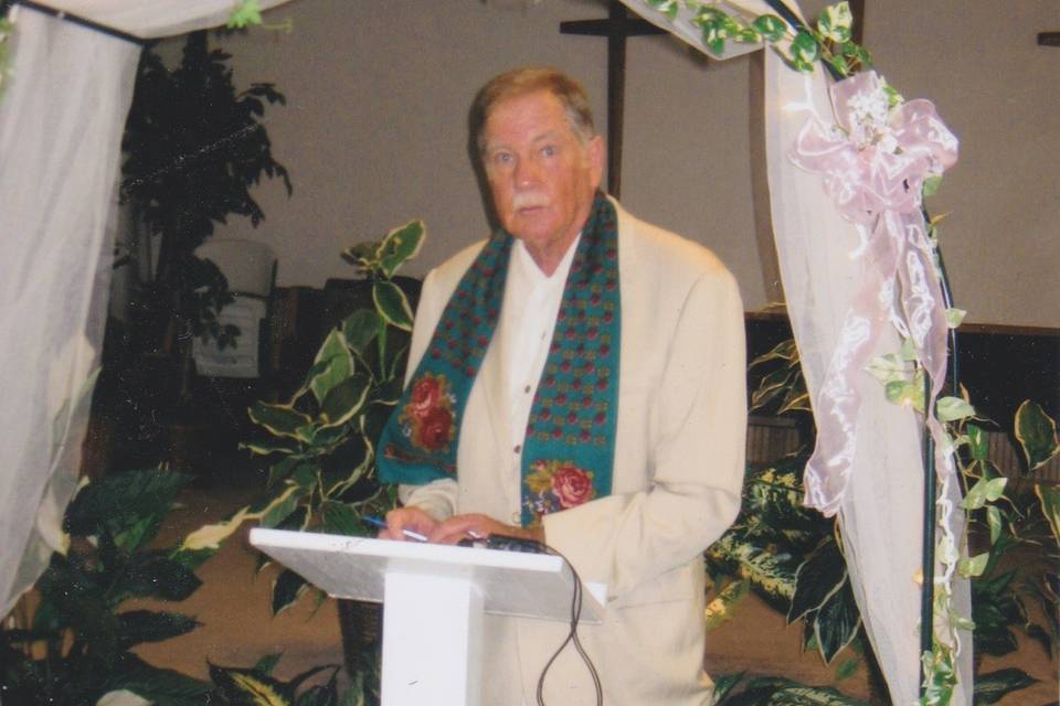 Michael preforming a wedding ceremony in Florida.