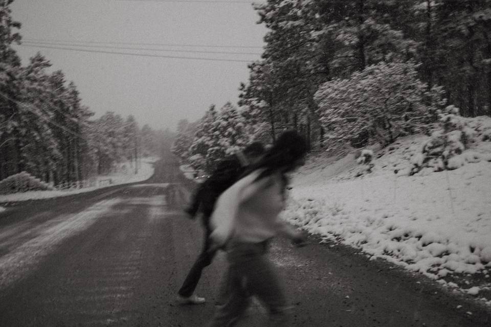 Running through the snow