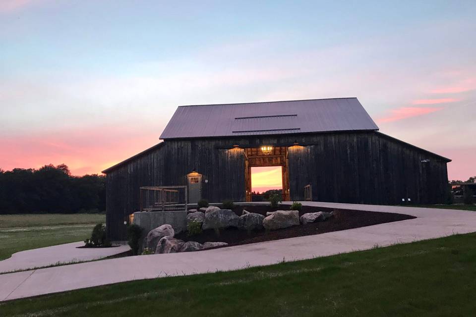 Beautiful sunset at the barn