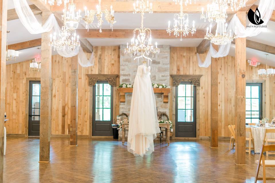 Hanging wedding dress