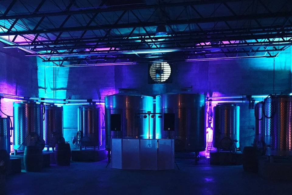 Winery reception uplighting