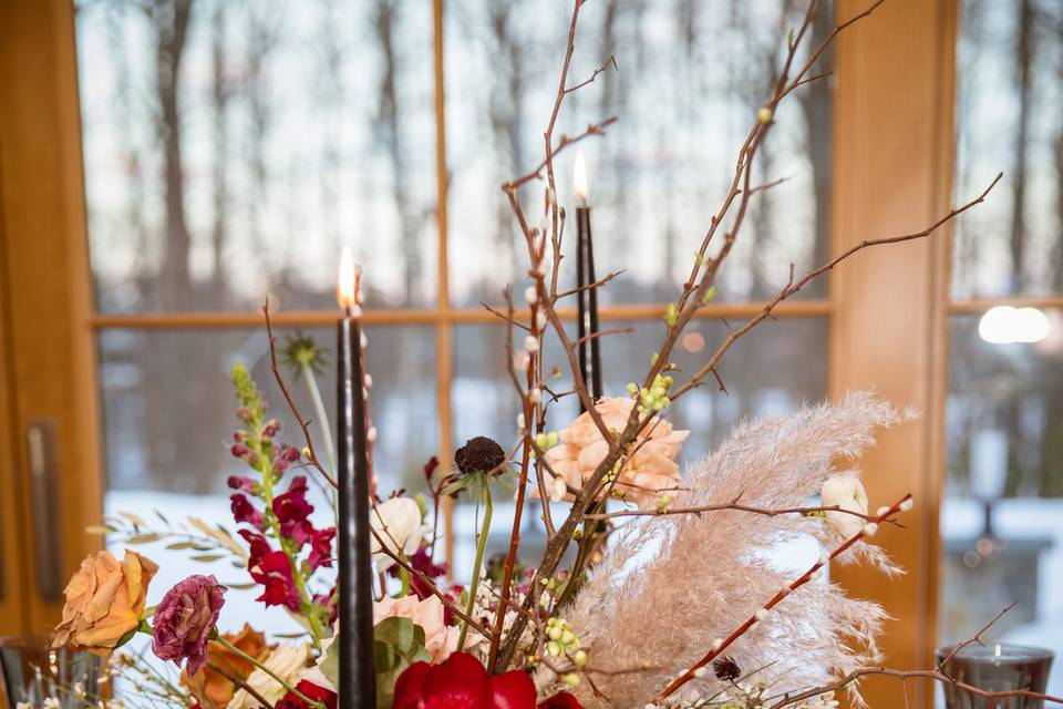 Winter wedding reception table