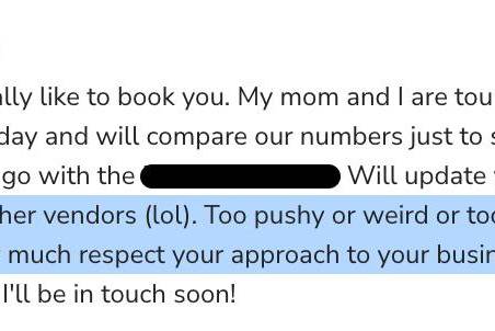 A kind note I received.