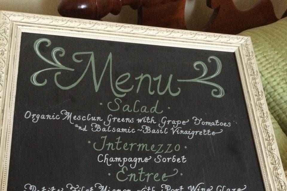 Chalkboard wedding menu