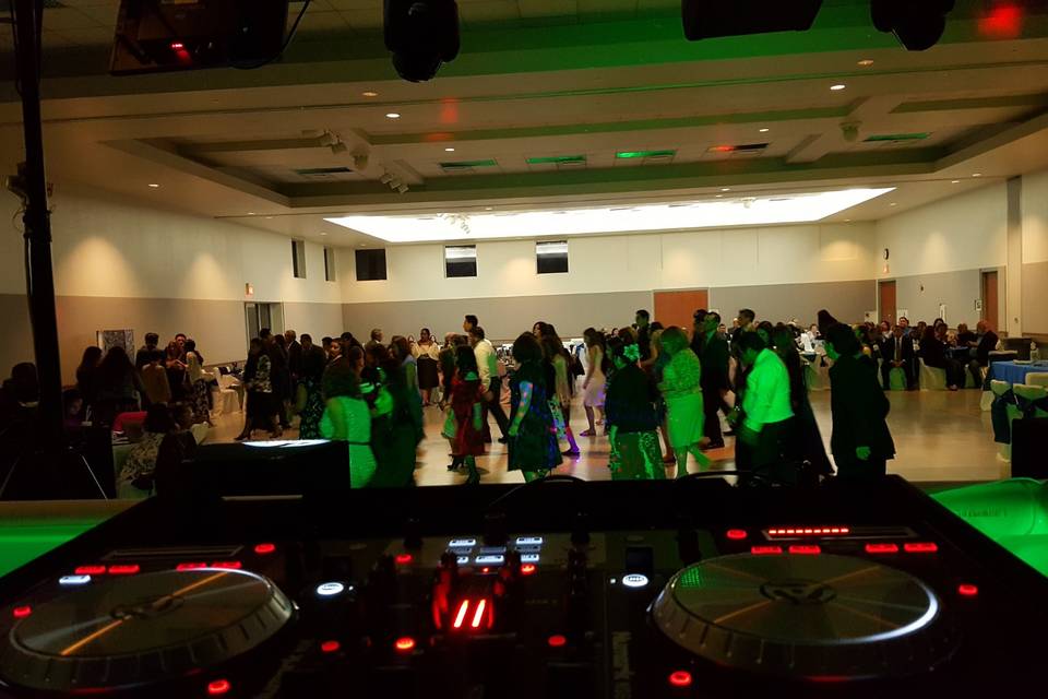 Dance floor with green uplighting