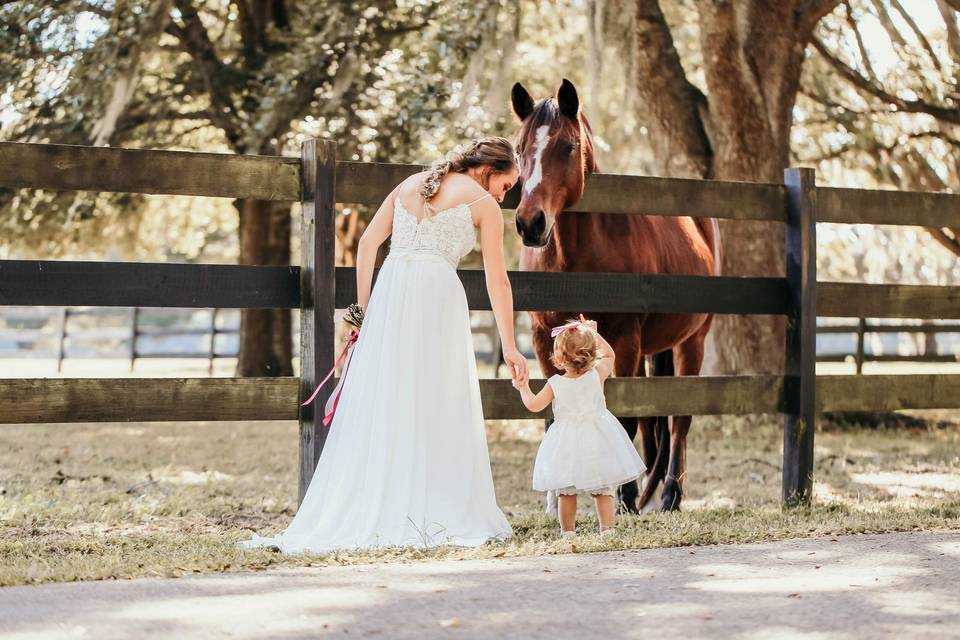 Bride and little girl