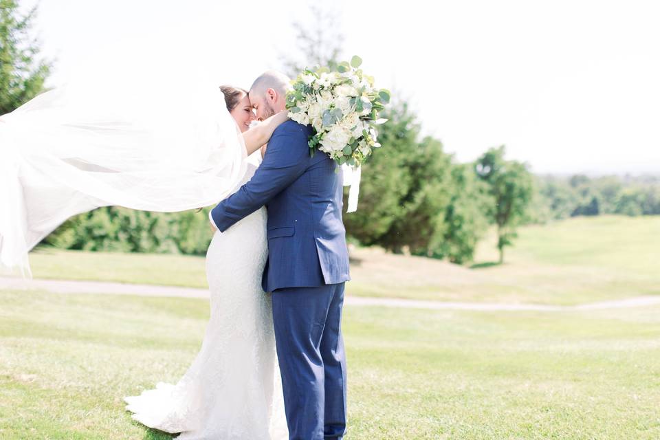 Bride & Groom with Veil