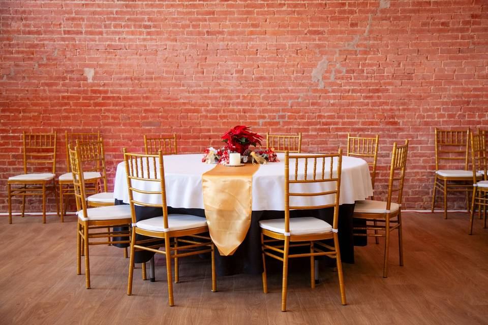 Gold Chairs and round tables