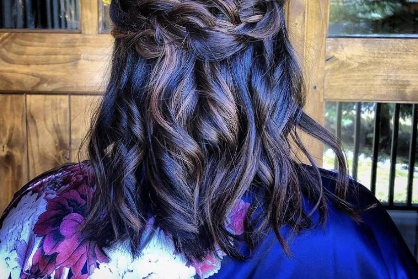 Brunette Half Up with Braid