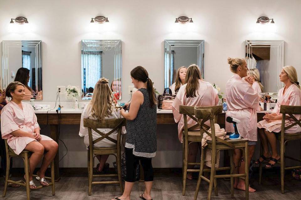 Hair & makeup stations