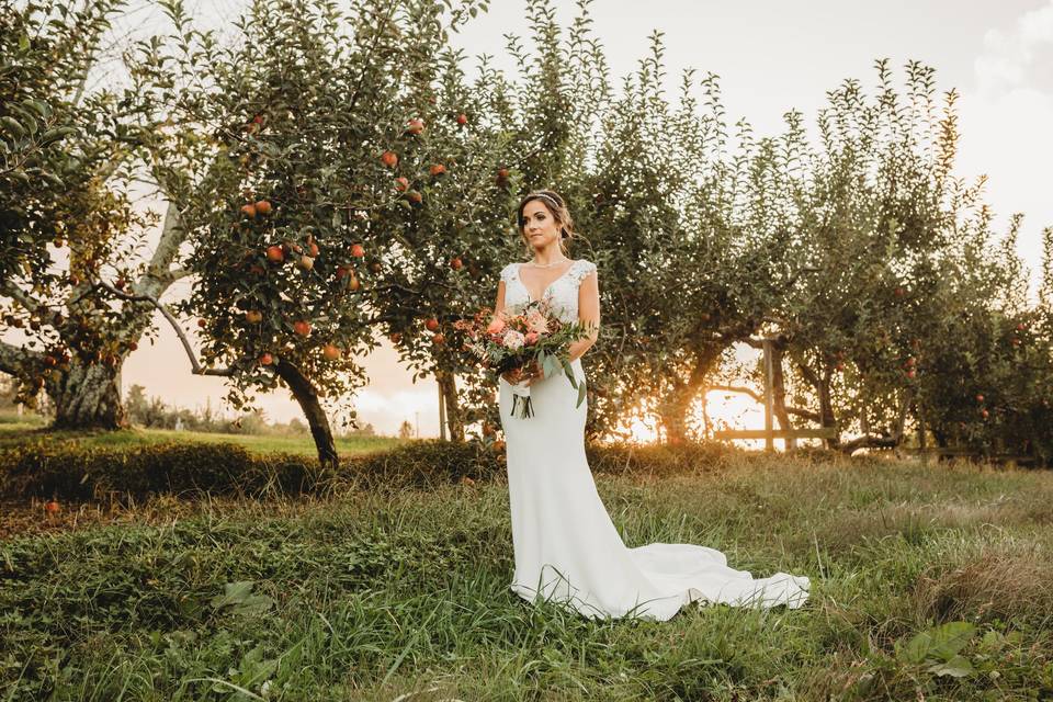 Bridal protrait in the orchard