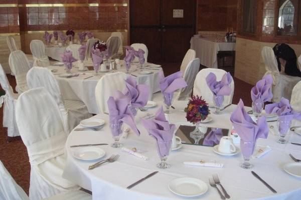 A wedding reception in the Huntress Ballroom for up to 60 persons for a wedding venue.