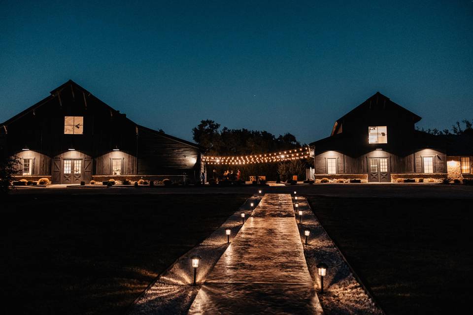 The barns at night