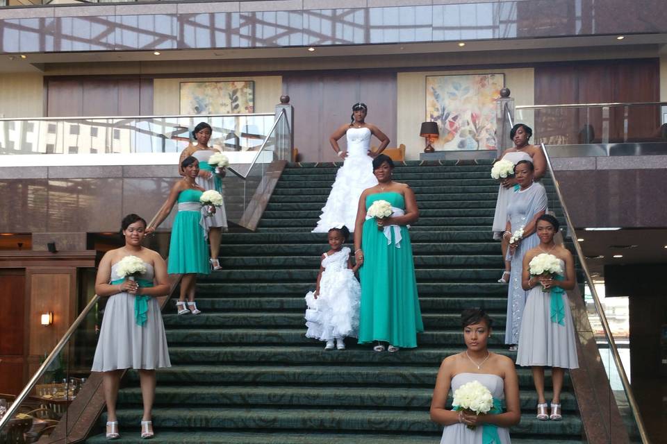 Bride with her bridal attendants