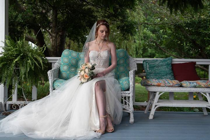 Bride on the porch
