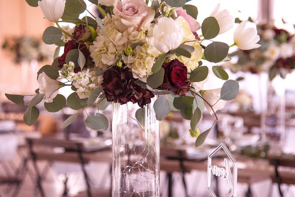 Raised floral centerpiece