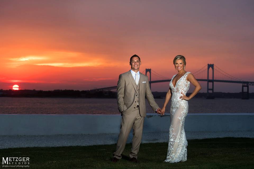 Newport bridge wedding photo